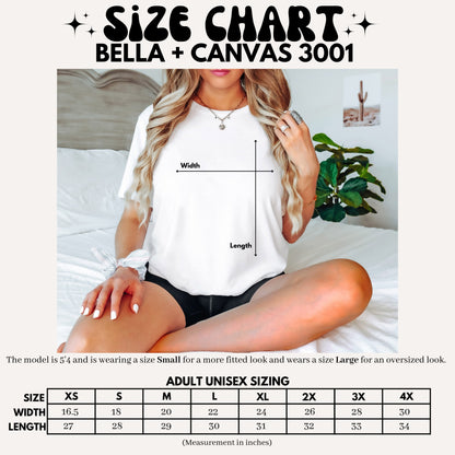 Bella Canvas 3001 T-Shirt Size Chart adult unisex sizing product