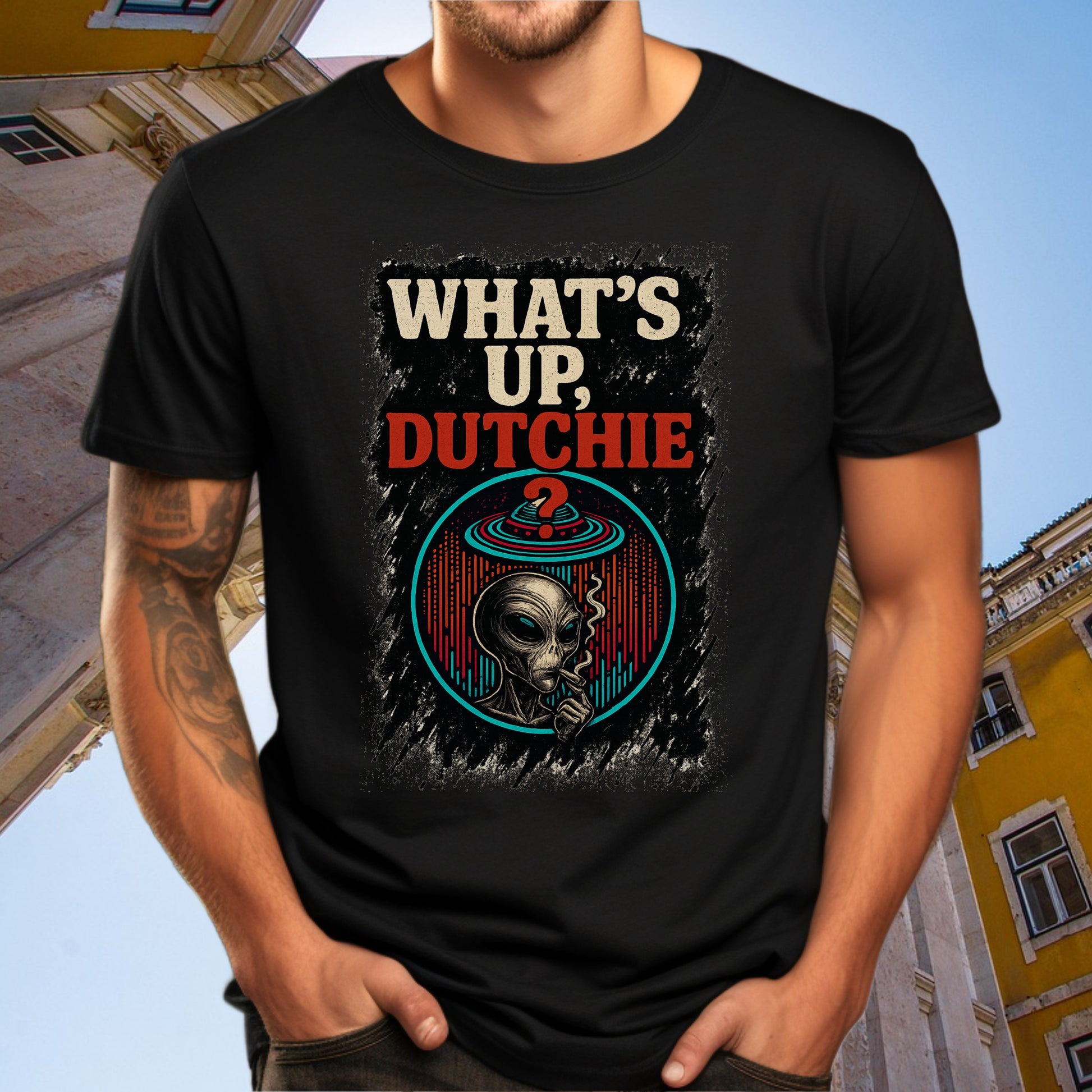 What's Up Dutchie Alien Graphic Design T-shirt product