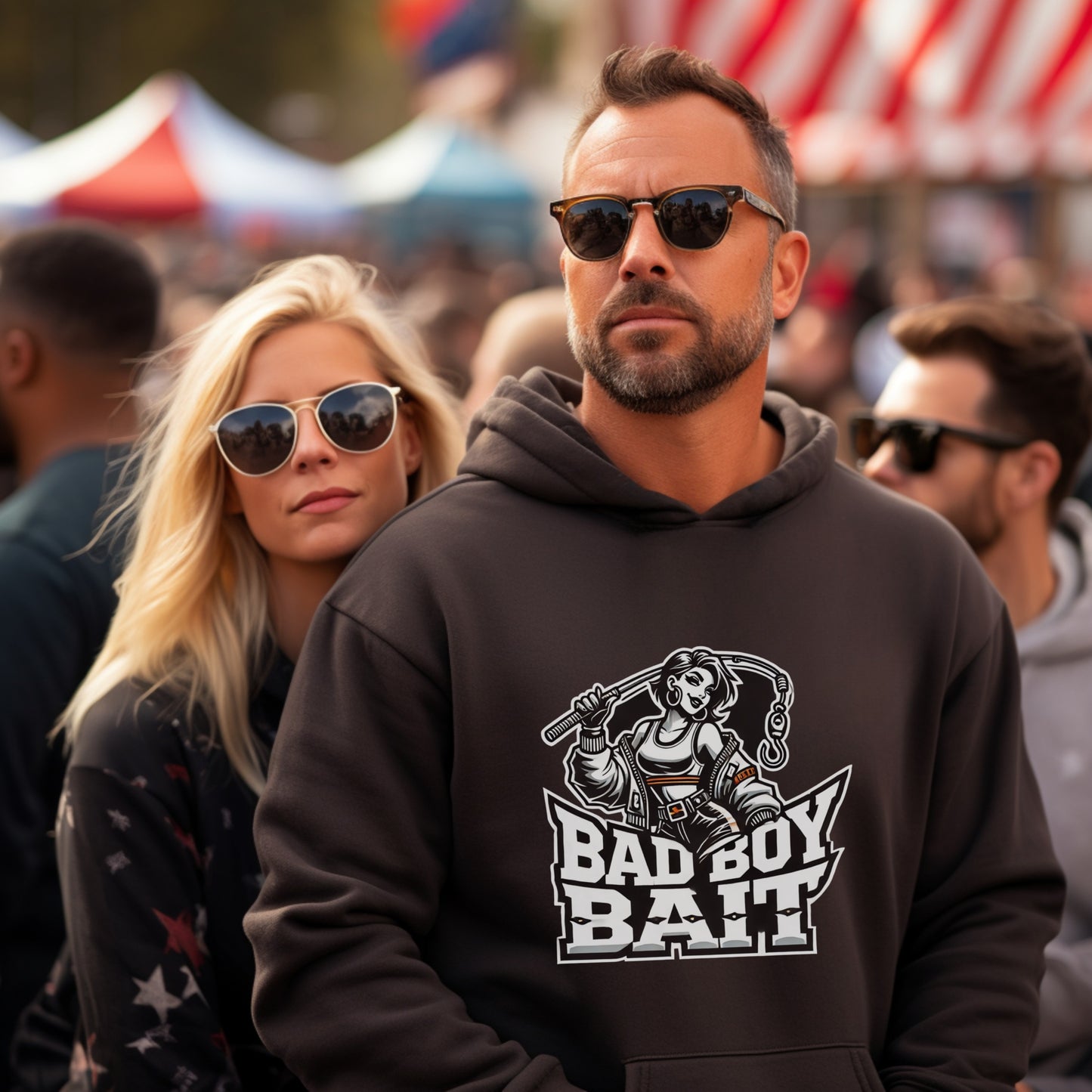 Stylish Bad Boy Bait Graphic Hoodie Product