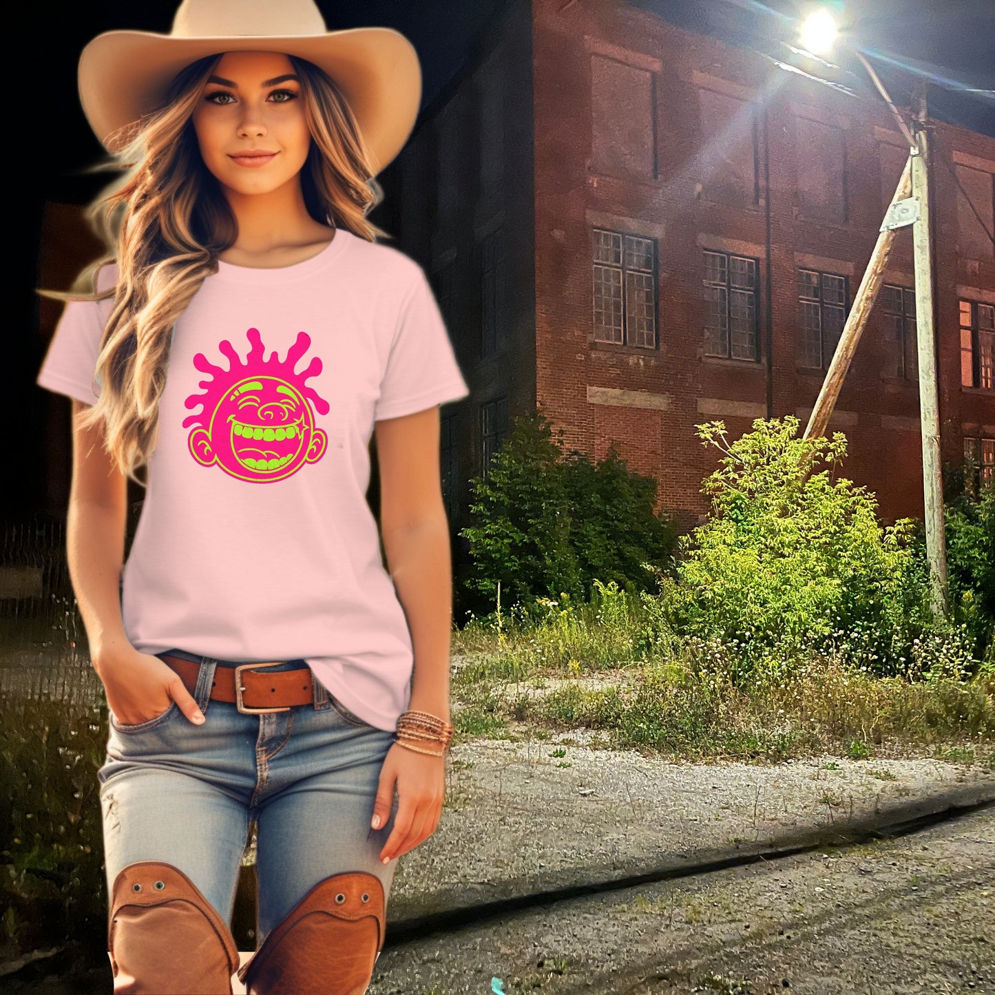 Vibrant Face Graphic Tee with Playful Design