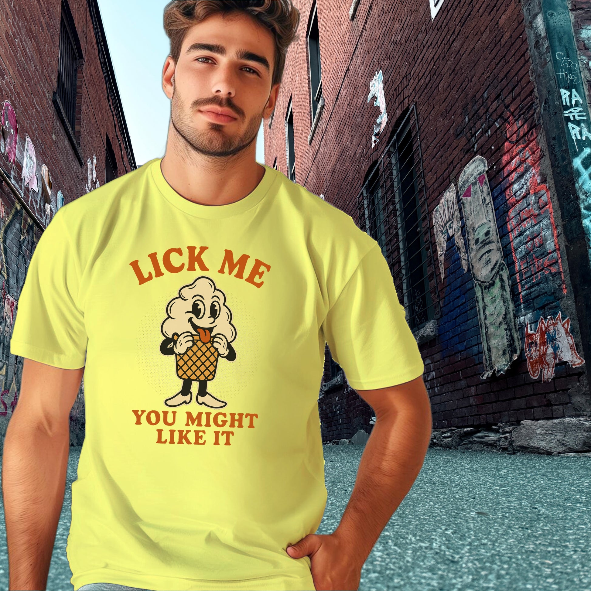Lick Me You Might Like It Printed Short Sleeve Shirt