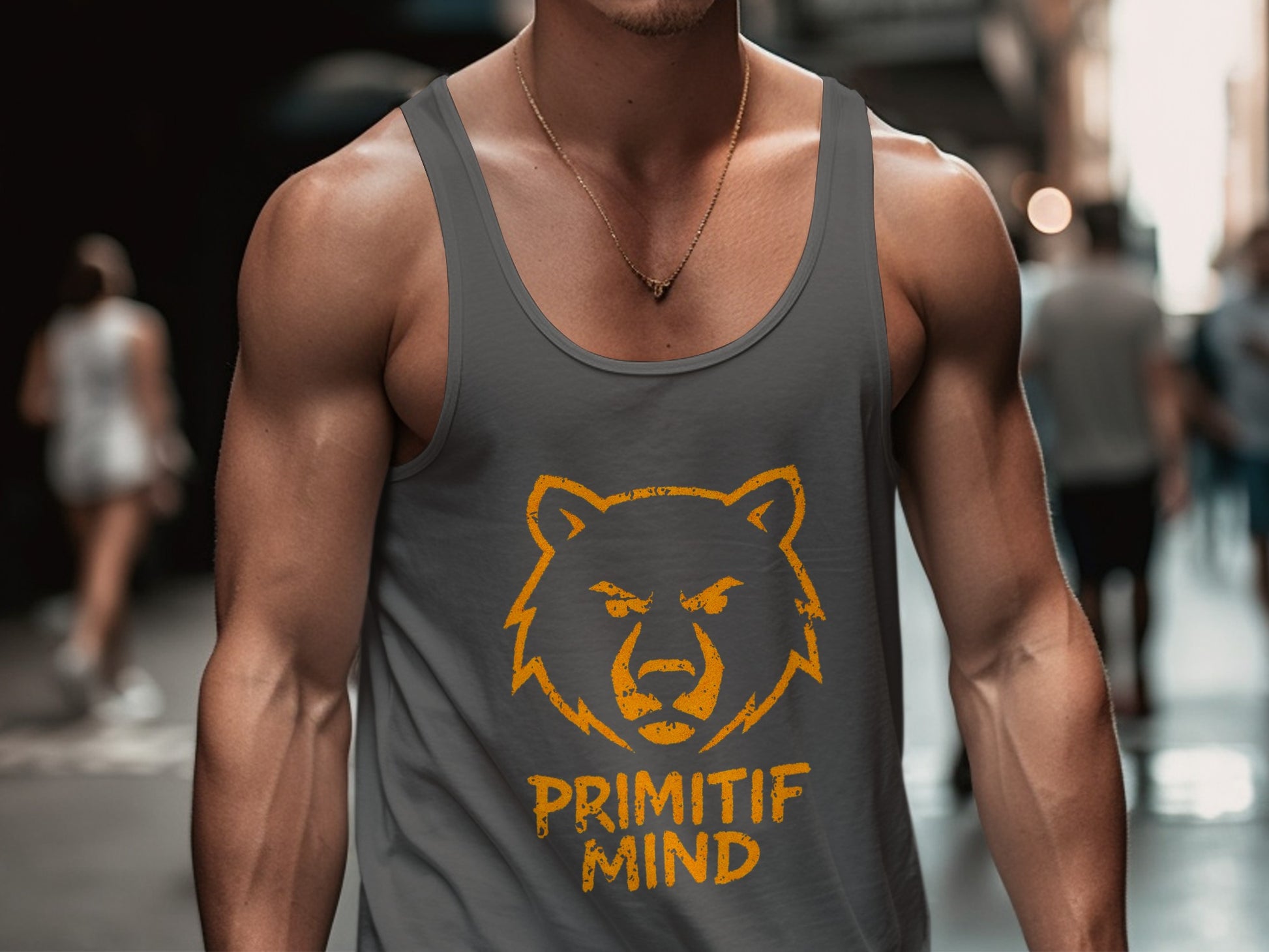 Primitif Mind Tank Top with Bear Graphic Design product type
