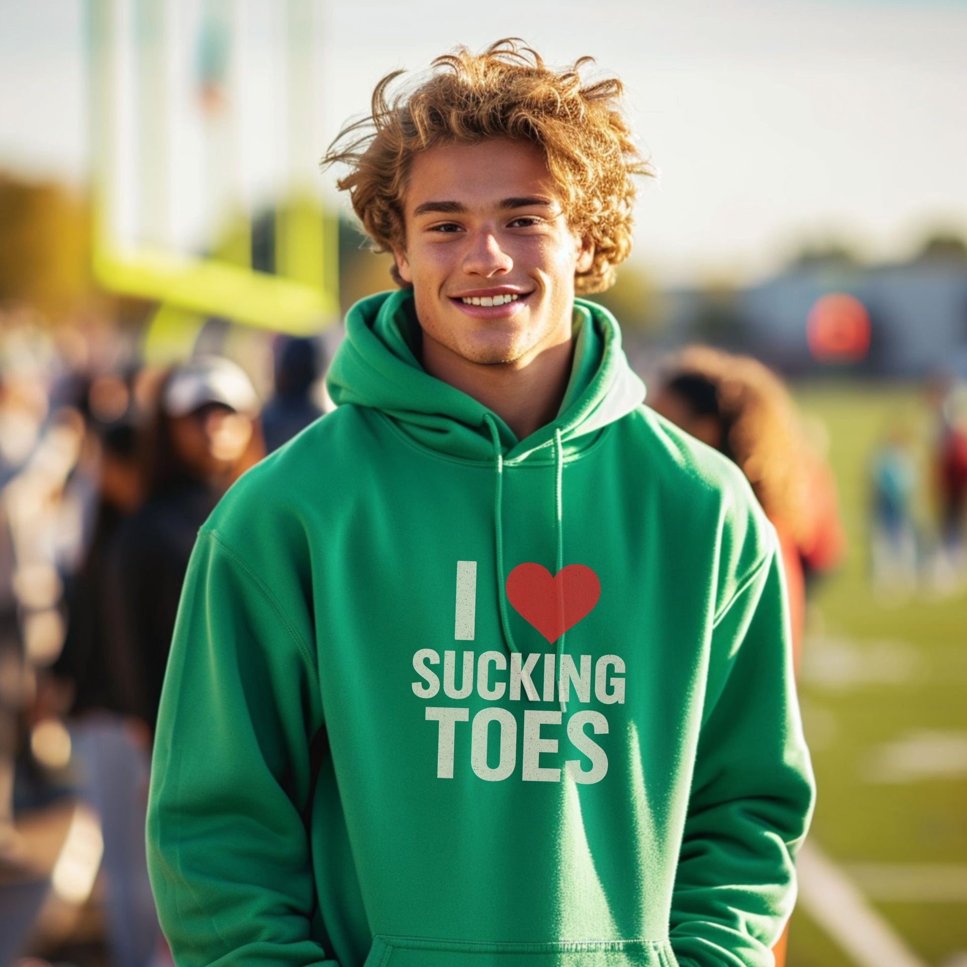 I Love Sucking Toes Graphic Green Hoodie
