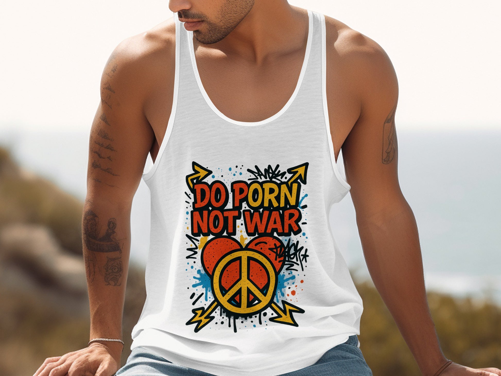 Do Porn Not War Graphic Tank Top product type