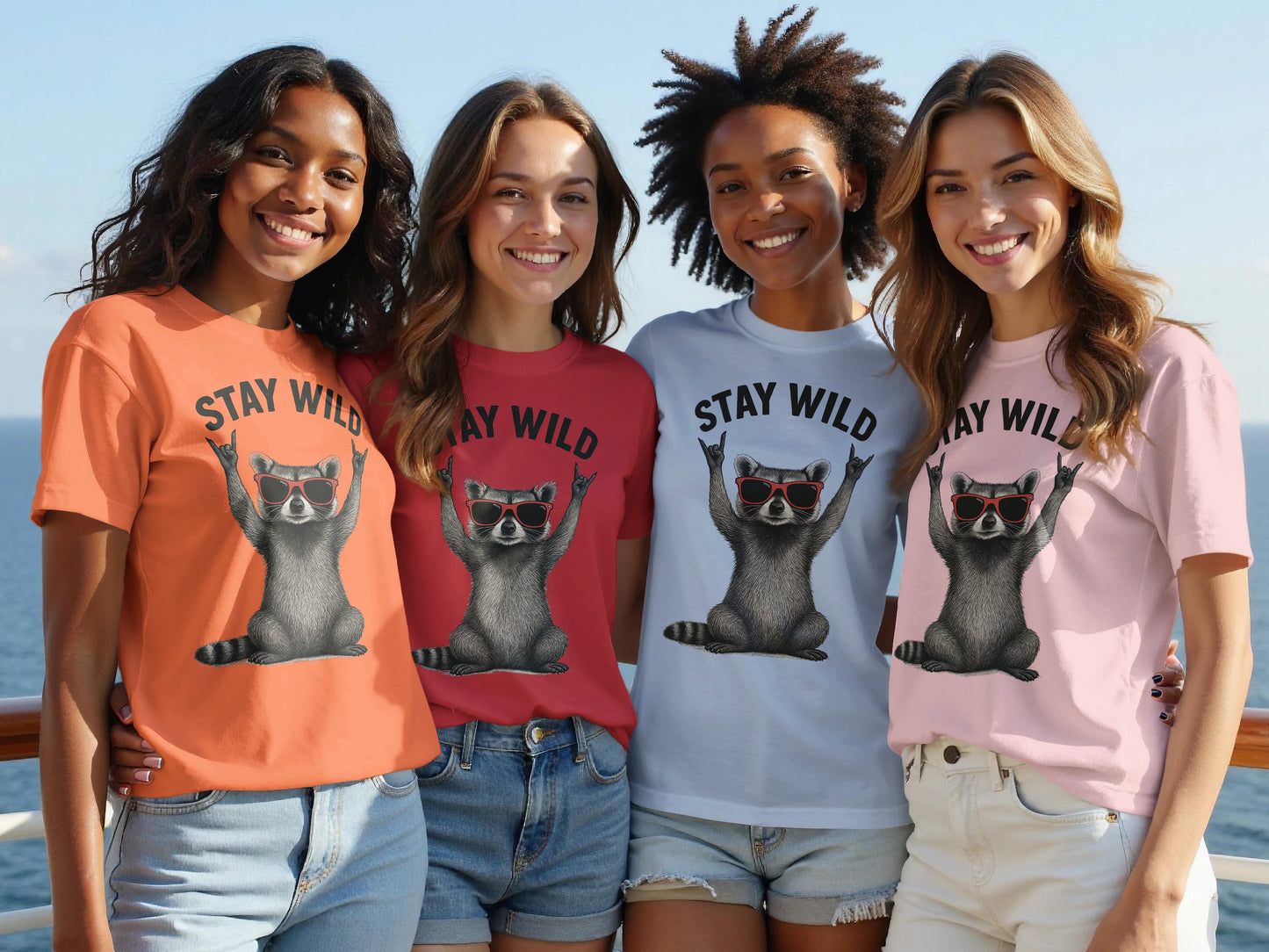 Stay Wild Graphic Tee with Cool Raccoon Print
