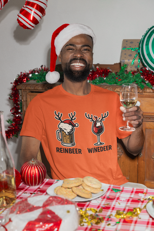Reinbeer vs Winedeer – Unisex Bold Holiday Graphic Tee