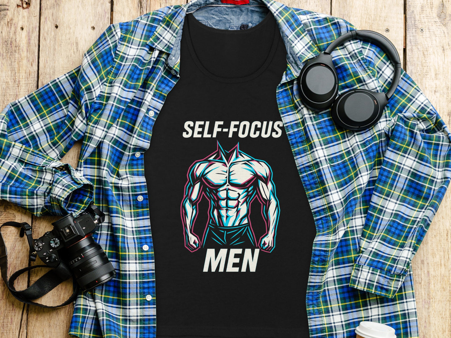 Self-Focus Men Muscle Graphic Casual Tee Shirt product