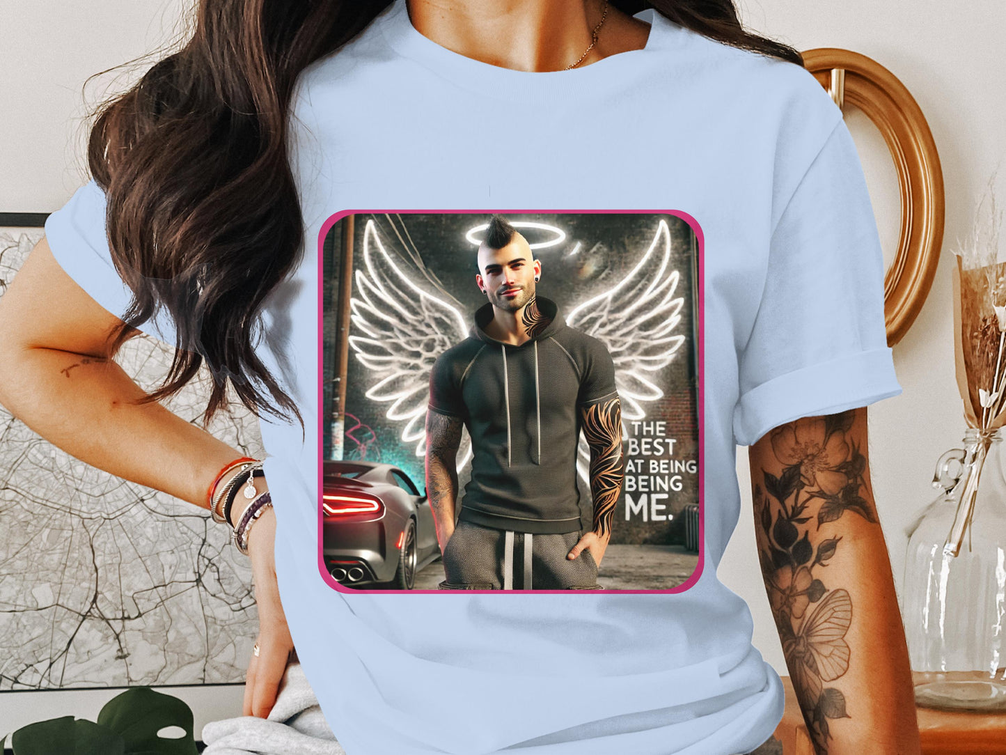 Angel Winged Man Graphic with Inspirational Quote product type
