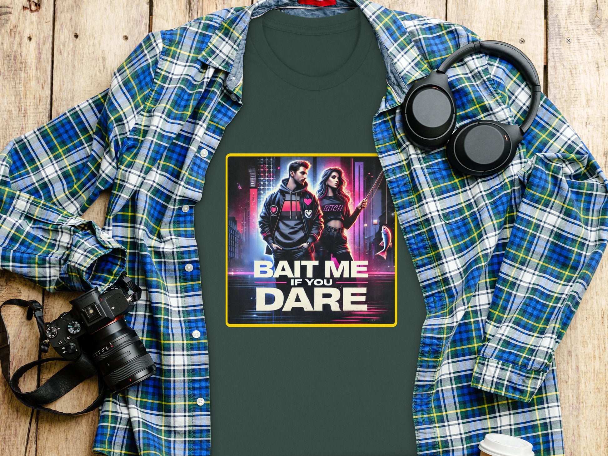 Bait Me If You Dare Unique Graphic Tee Shirt Product