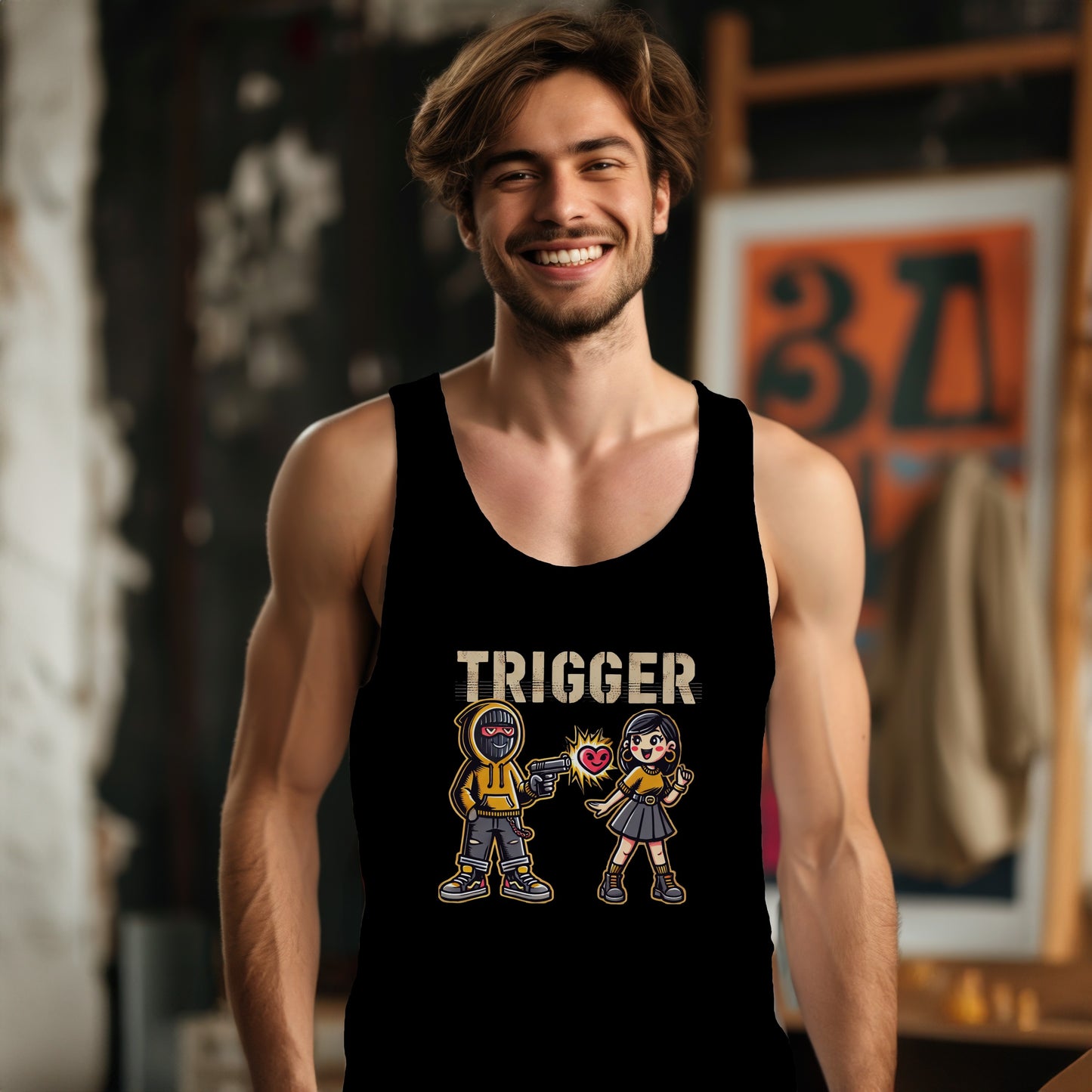 Trigger Character Graphic Racerback Tank Top product type