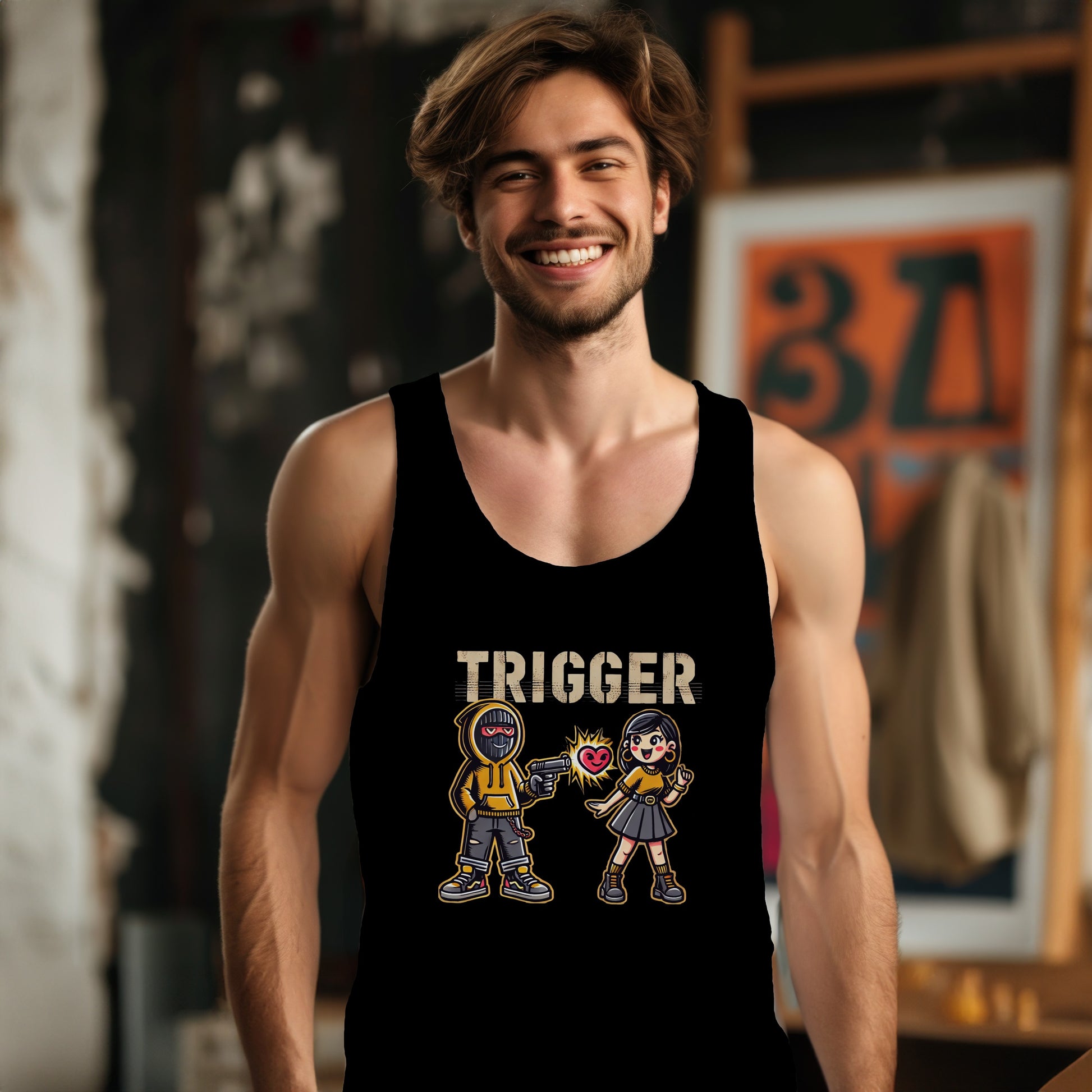 Trigger Character Graphic Racerback Tank Top product type