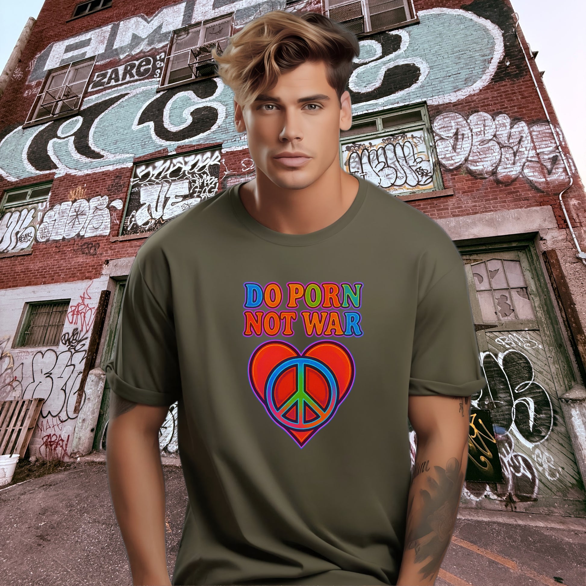 Do Porn Not War Peace Sign Graphic T-shirt product