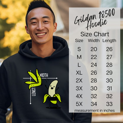 Funny Bananas Design Hoodie Gildan 18500 Size Chart