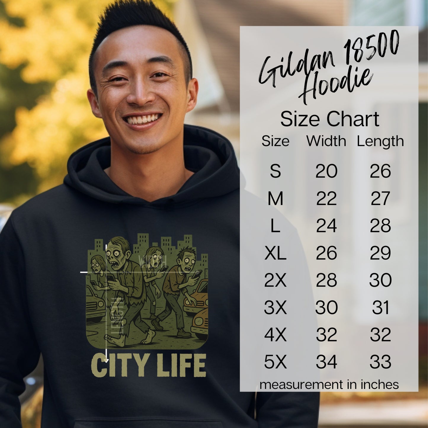 City Life Graphic Gildan 18500 Hoodie Casual Wear