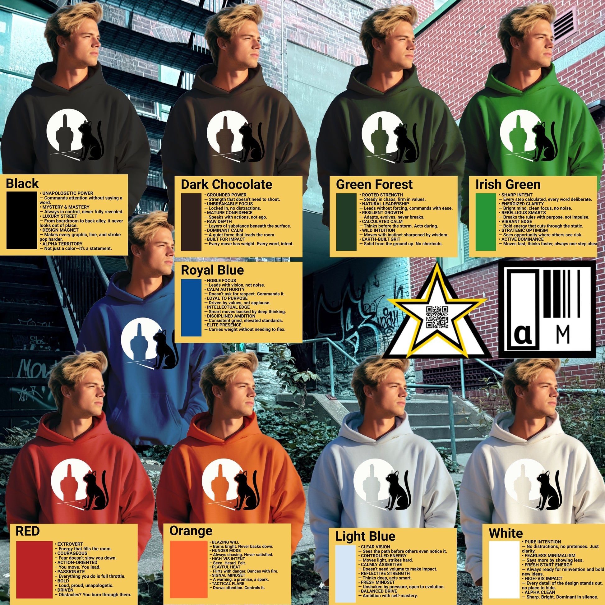 Relaxed Fit Hoodie with Playful Cat Silhouette Design