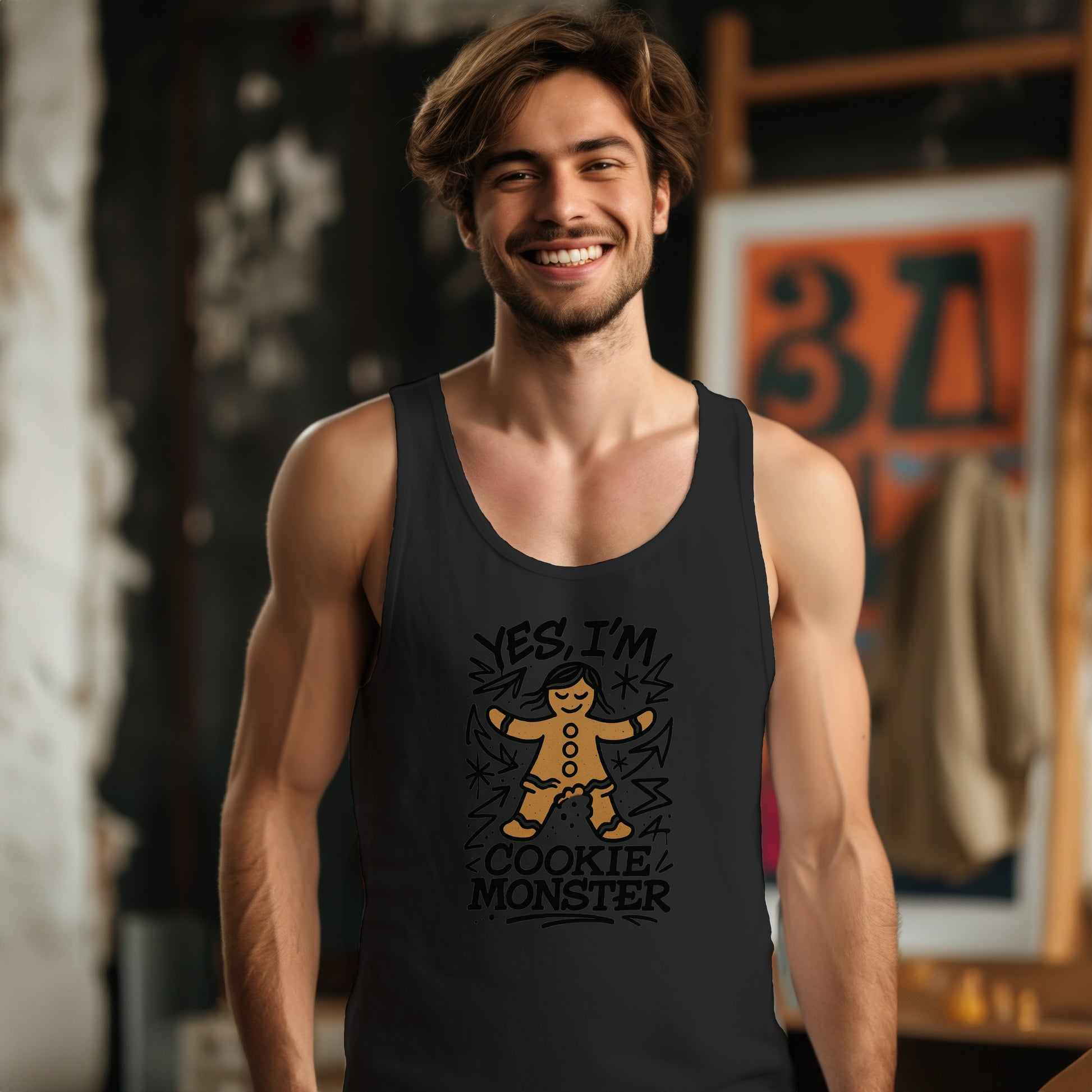Yes I'm Cookie Monster Design Black Tank Top product