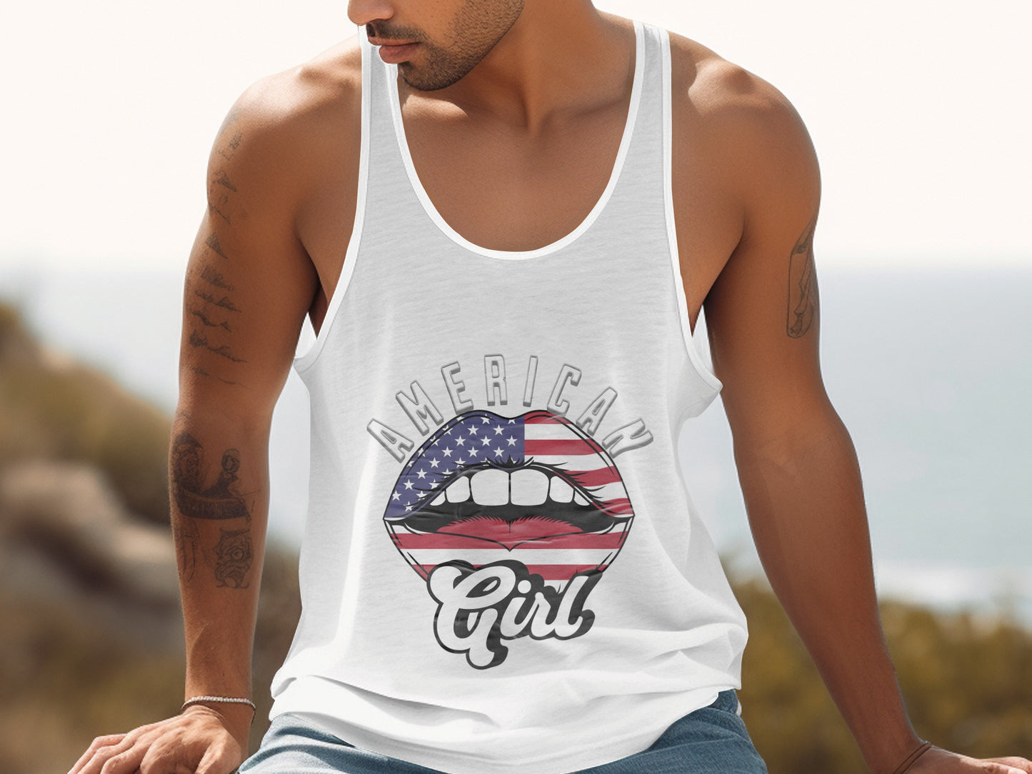 American Girl Lips Tank Top Graphic Product