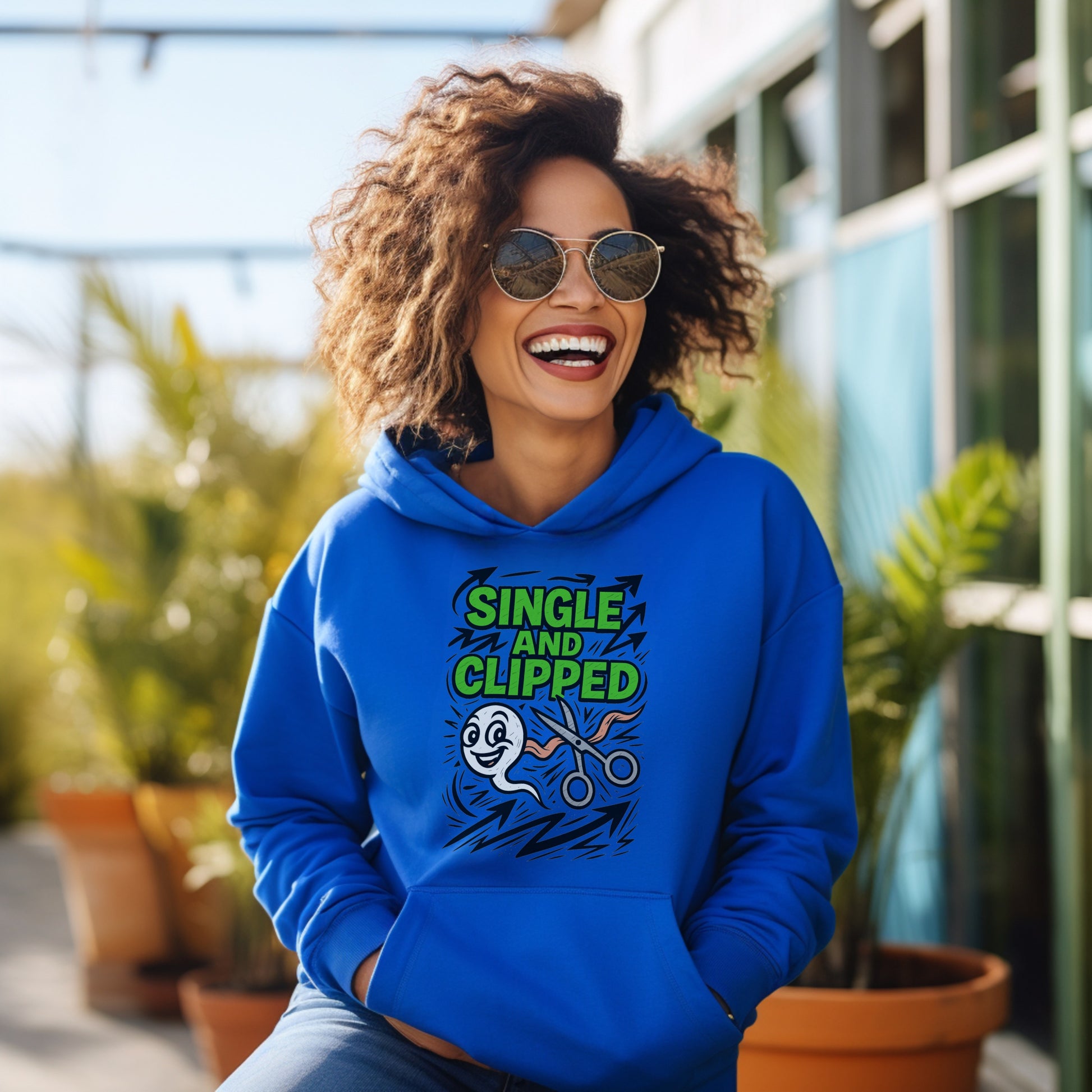 Stylish Blue Hoodie with Single and Clipped Design product