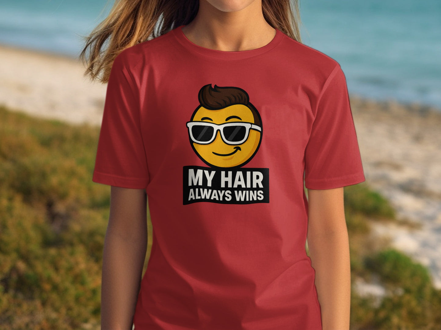 My Hair Always Wins Emoji Face T-Shirt product type