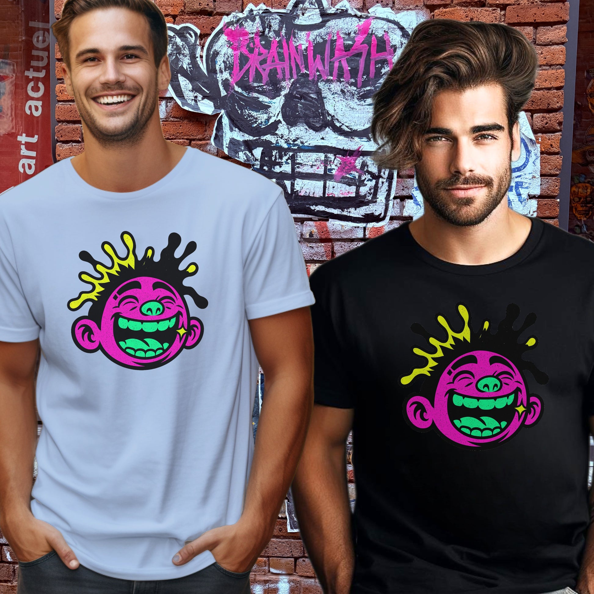 Colorful Smiling Face Design Graphic T-Shirt