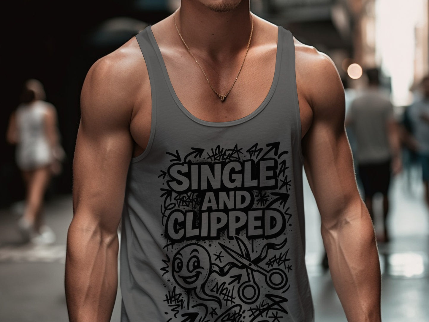 Single Clipped Graffiti Print Tank Top product