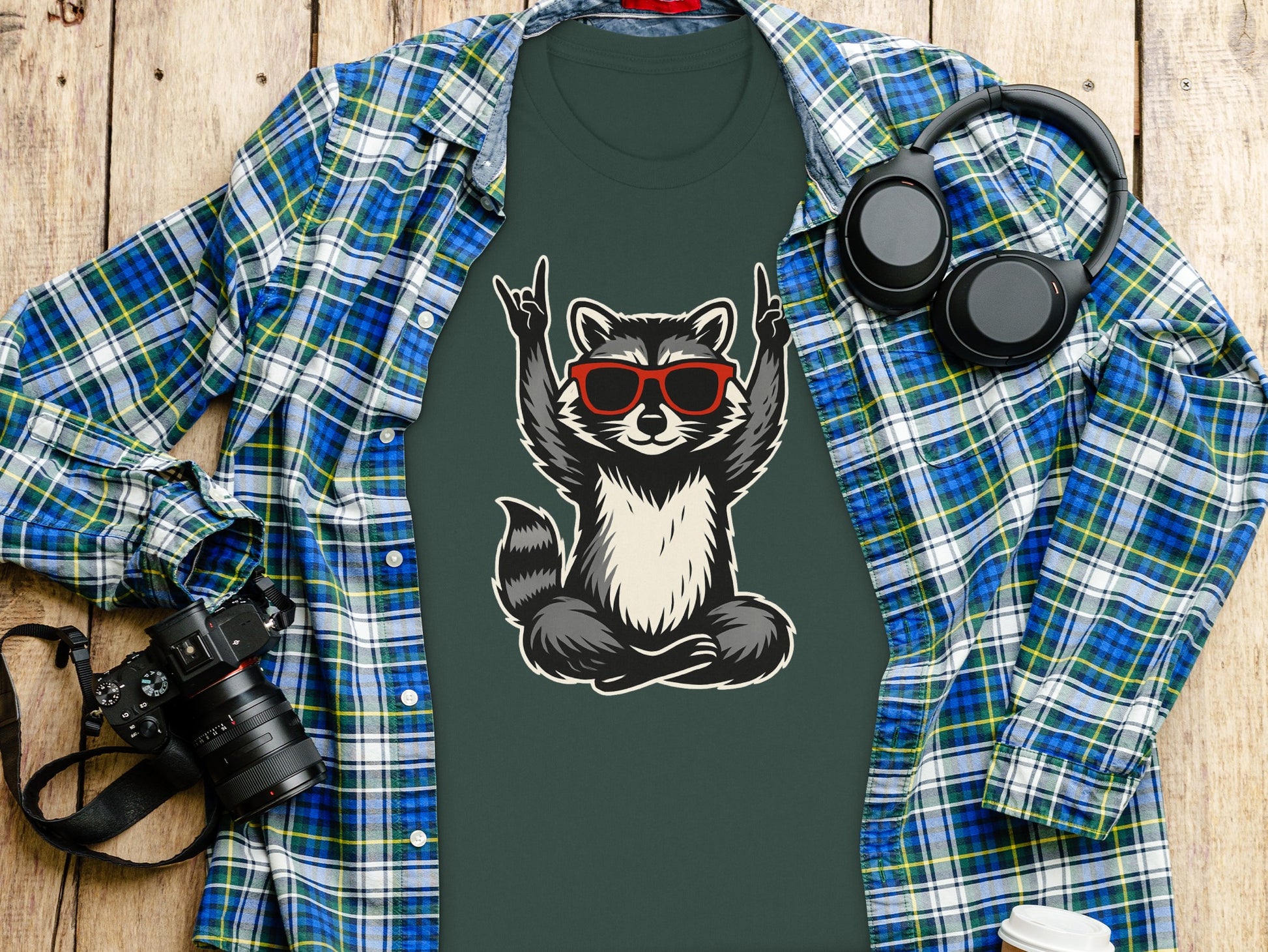 Cool Raccoon with Sunglasses Graphic T-shirt