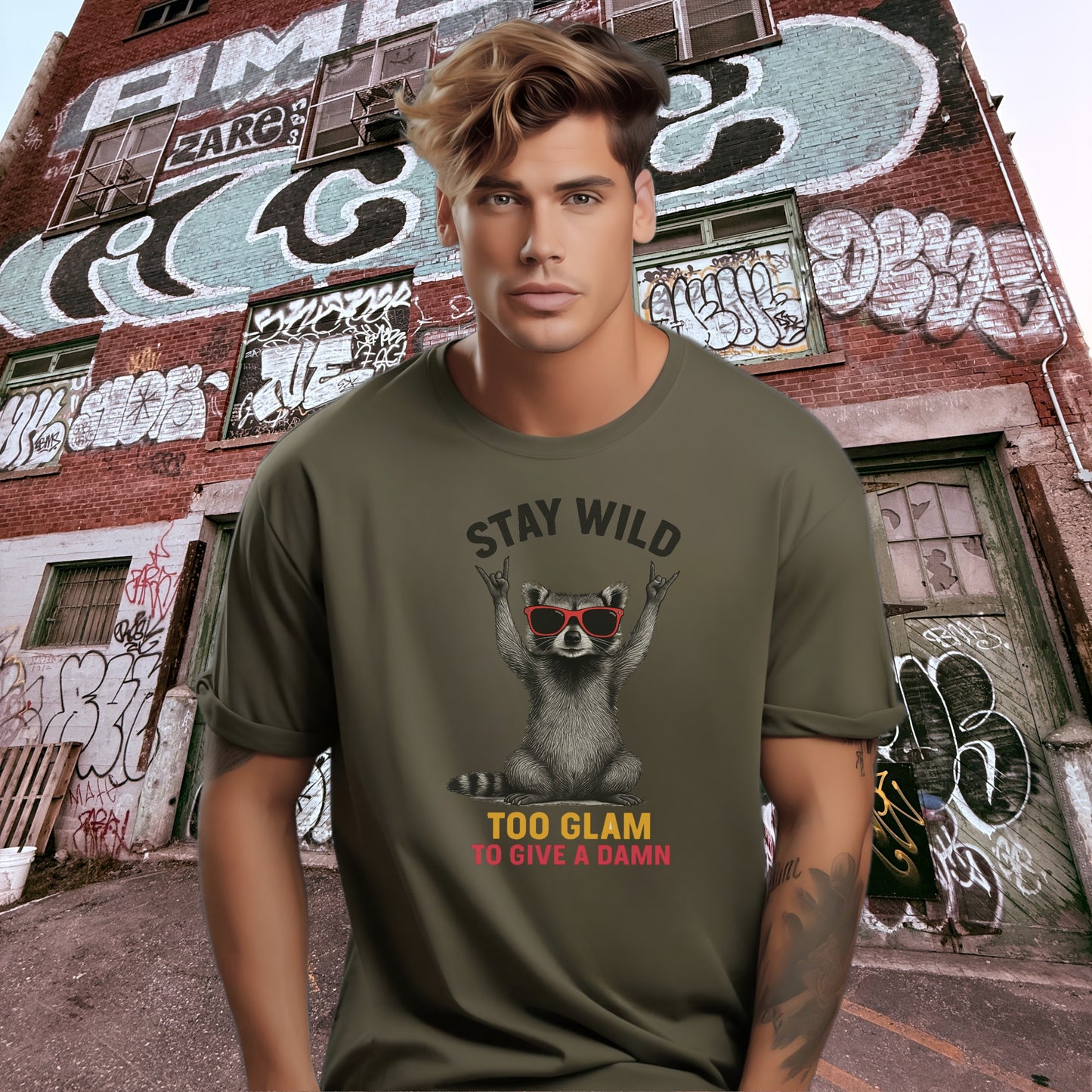 Stay Wild Too Glam To Give A Damn Graphic Tee