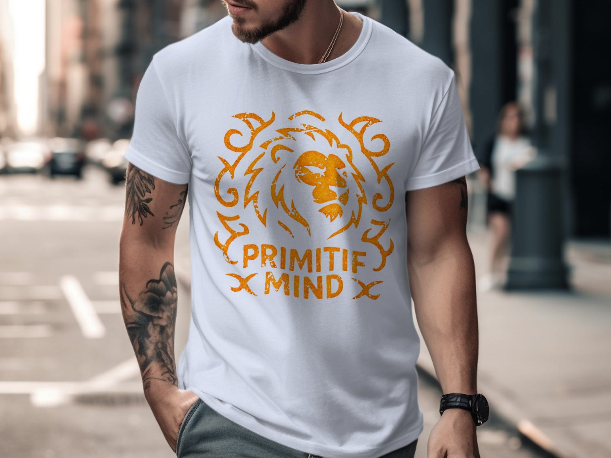 Primitif Mind Lion Design Graphic Tee shirt product
