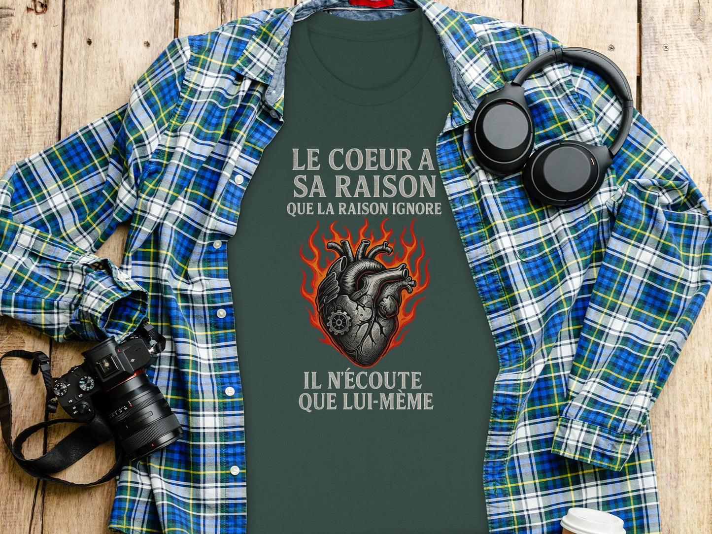 Unique French Quote Heart Design T-shirt