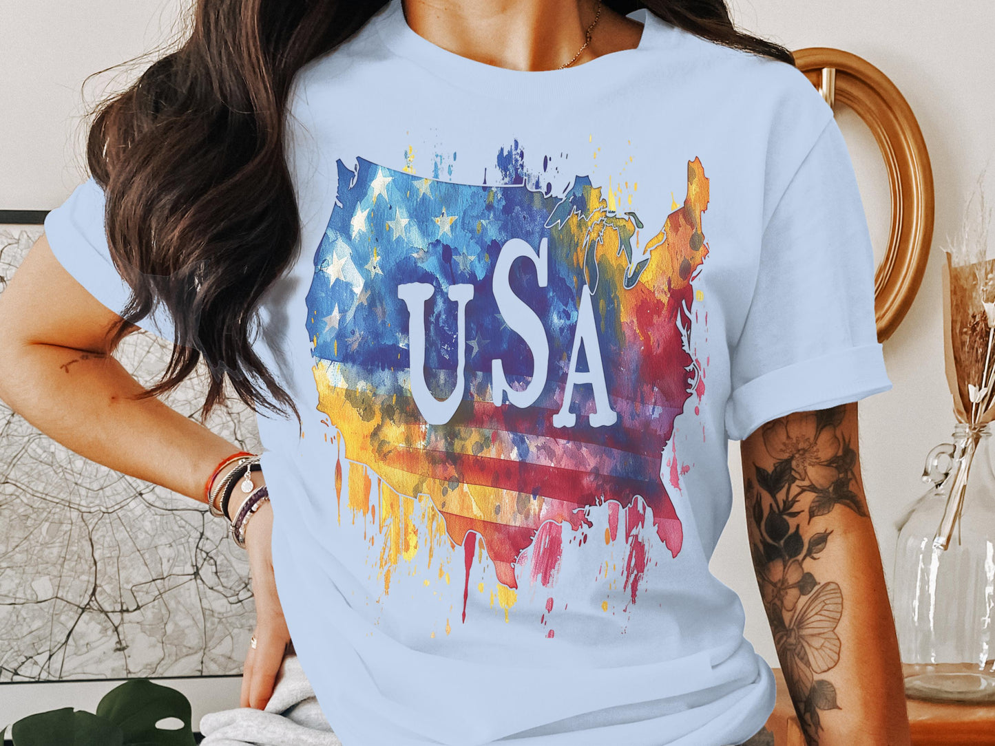 USA Map Watercolor Design Women's T-Shirt product type