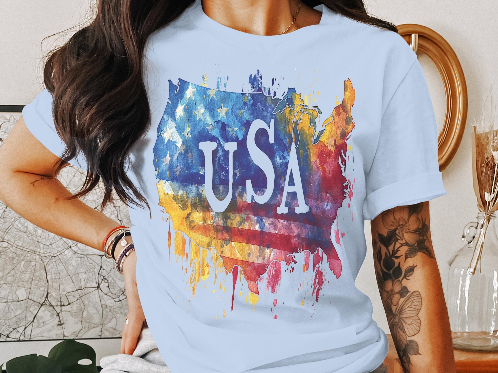 USA Map Watercolor Design Women's T-Shirt product type