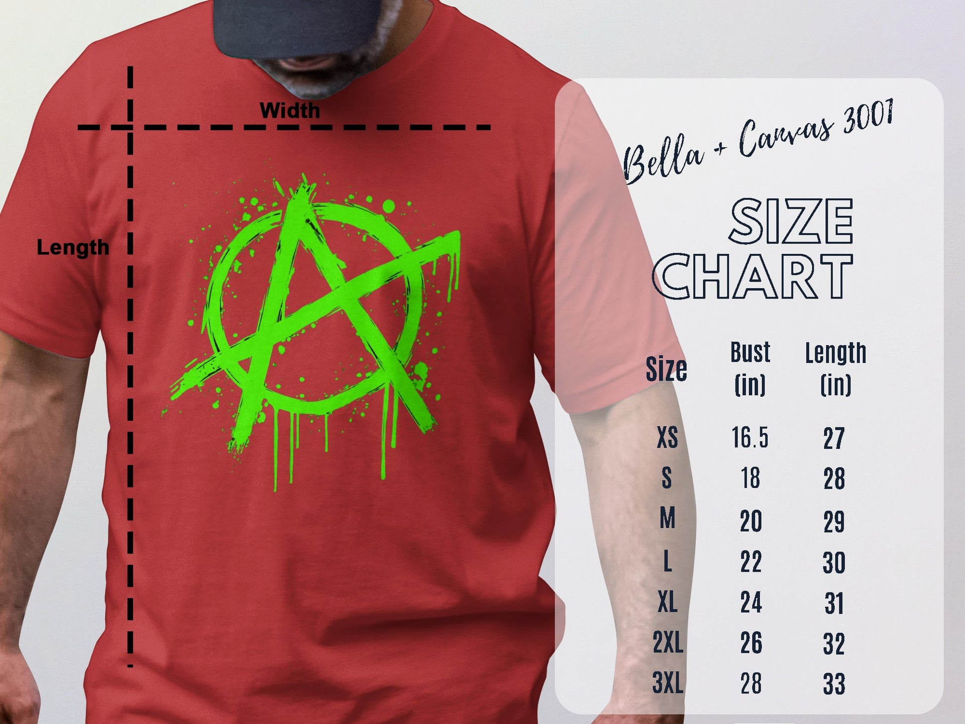 Vibrant Red Tee with Bold Green A Graphic Shirt