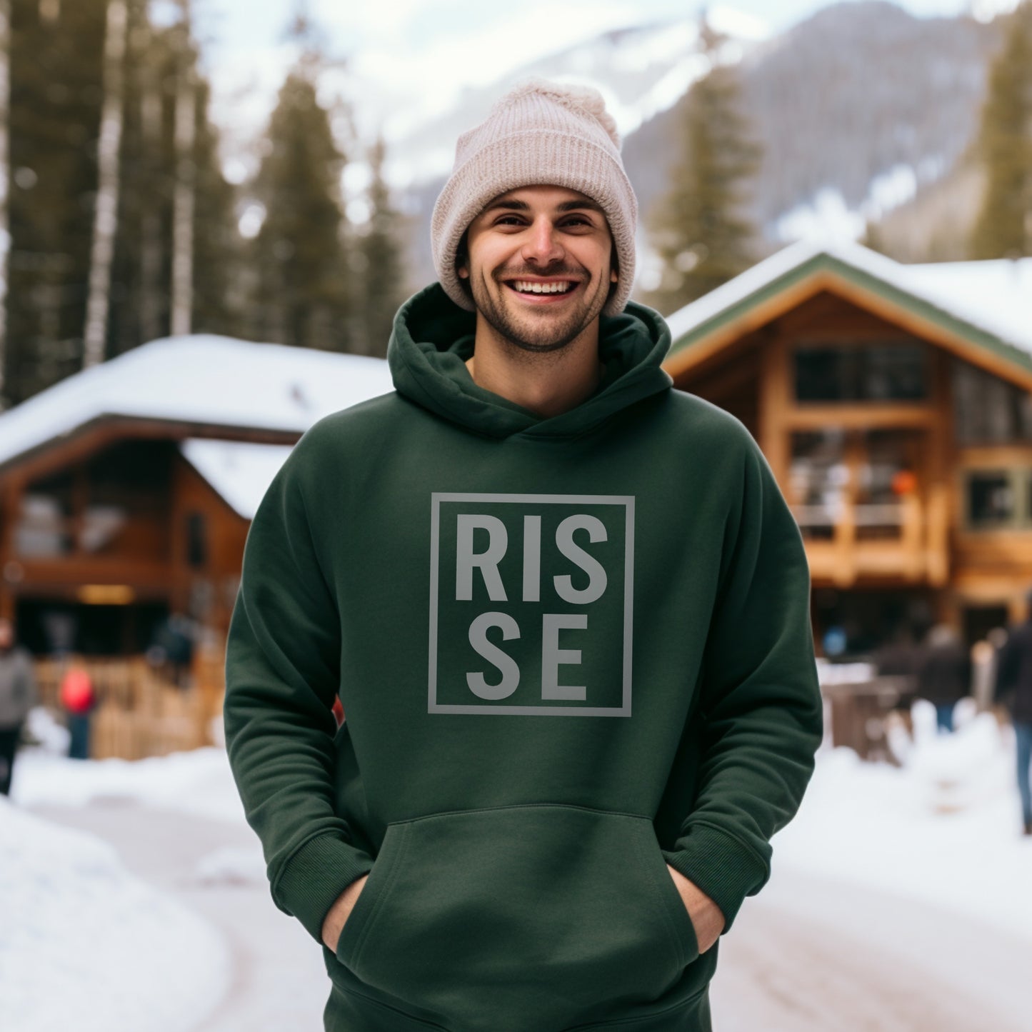 Stylish Green Hoodie with RISE Graphic Design