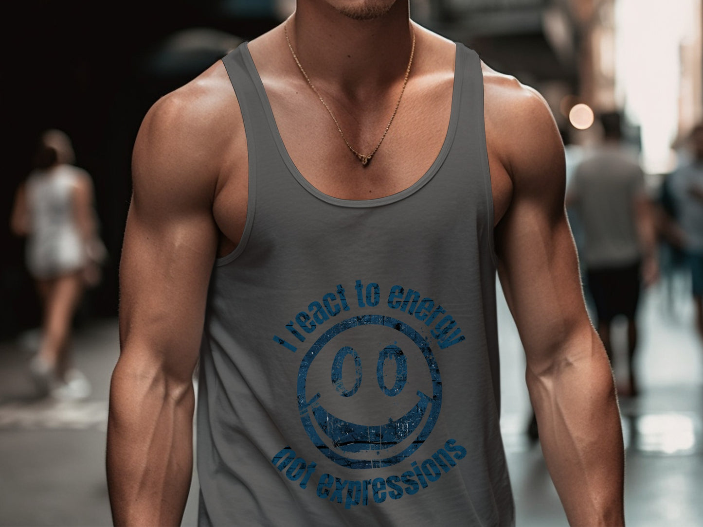 I react to energy not expressions tank top product