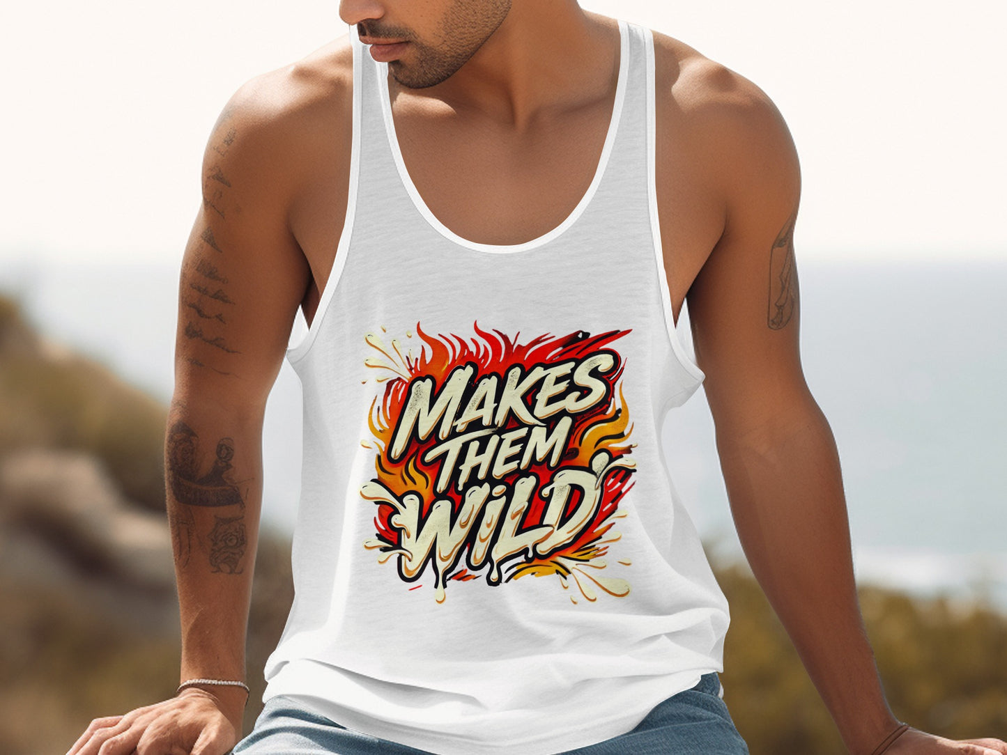 Makes Them Wild Graphic White Tank Top product type