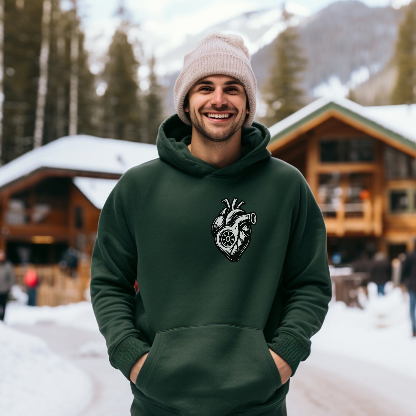 Cozy Heart Gear Graphic Green Hoodie Product