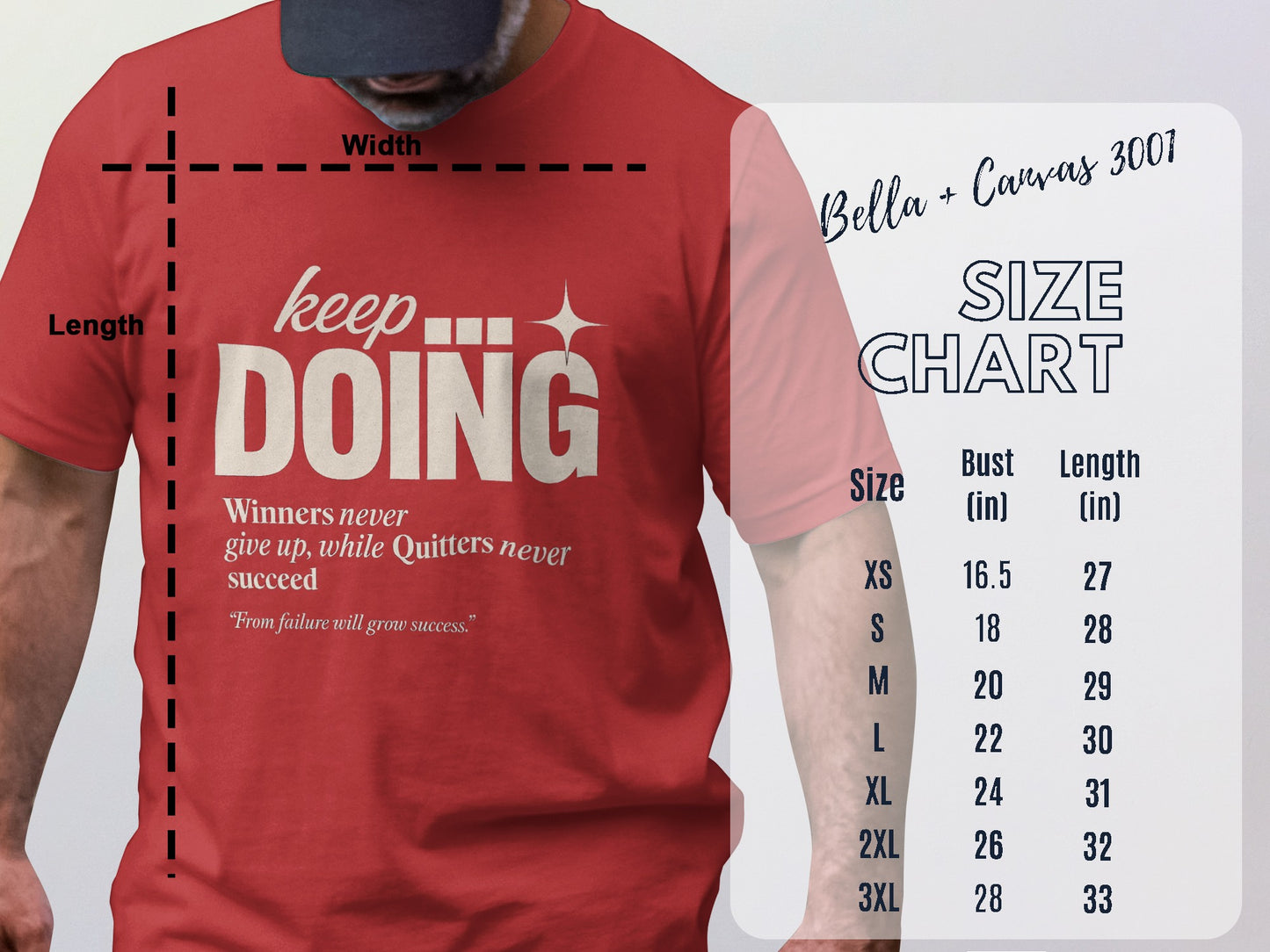 Motivational Enjoy Keep Doing Quote on Red Shirt