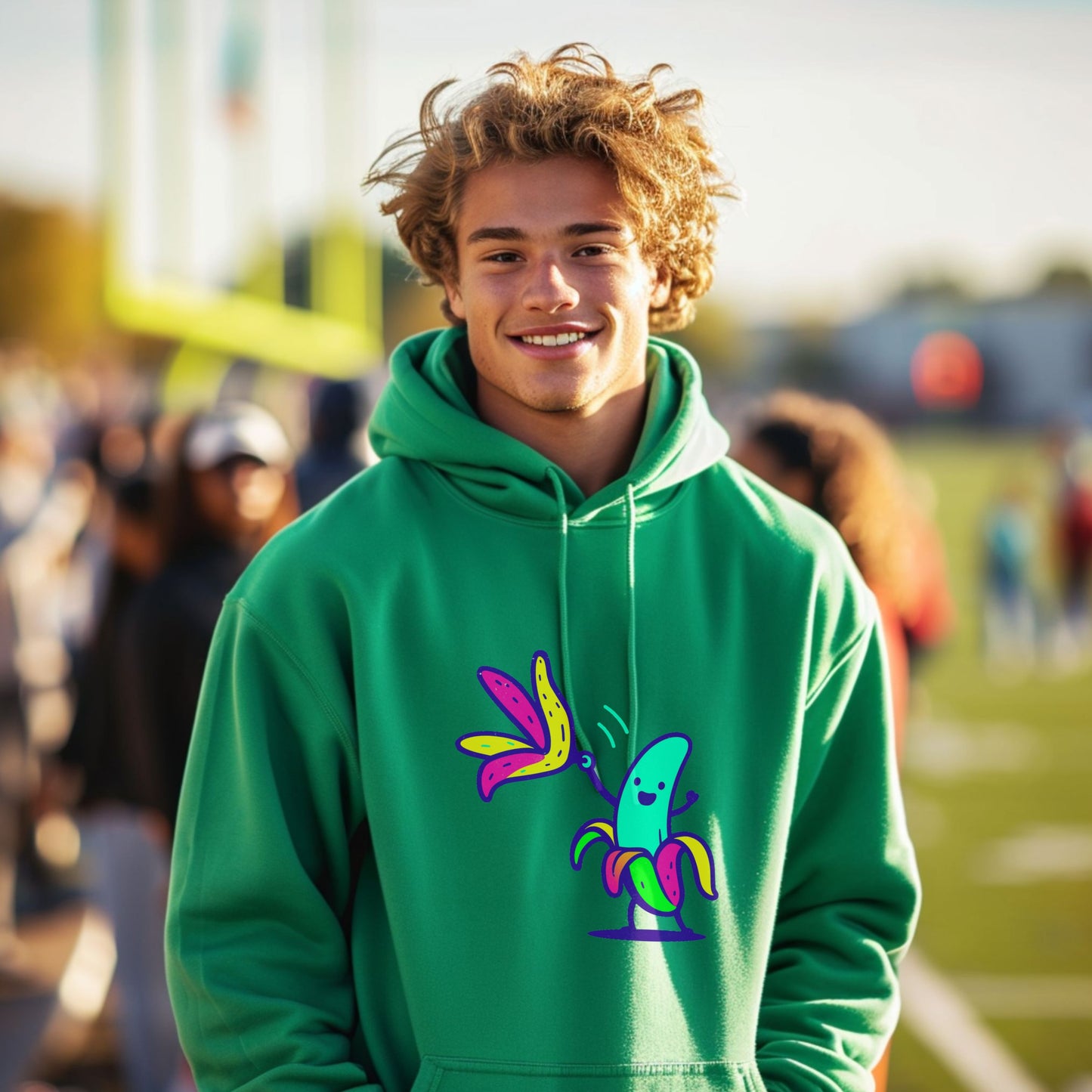 Colorful Cartoon Banana Graphic Design Hoodie