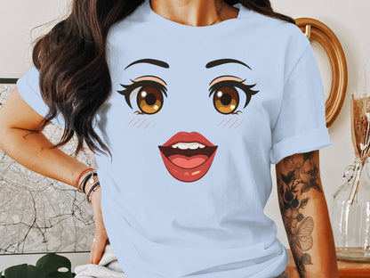 Cute Anime Face Graphic Tee Women's Shirt product type