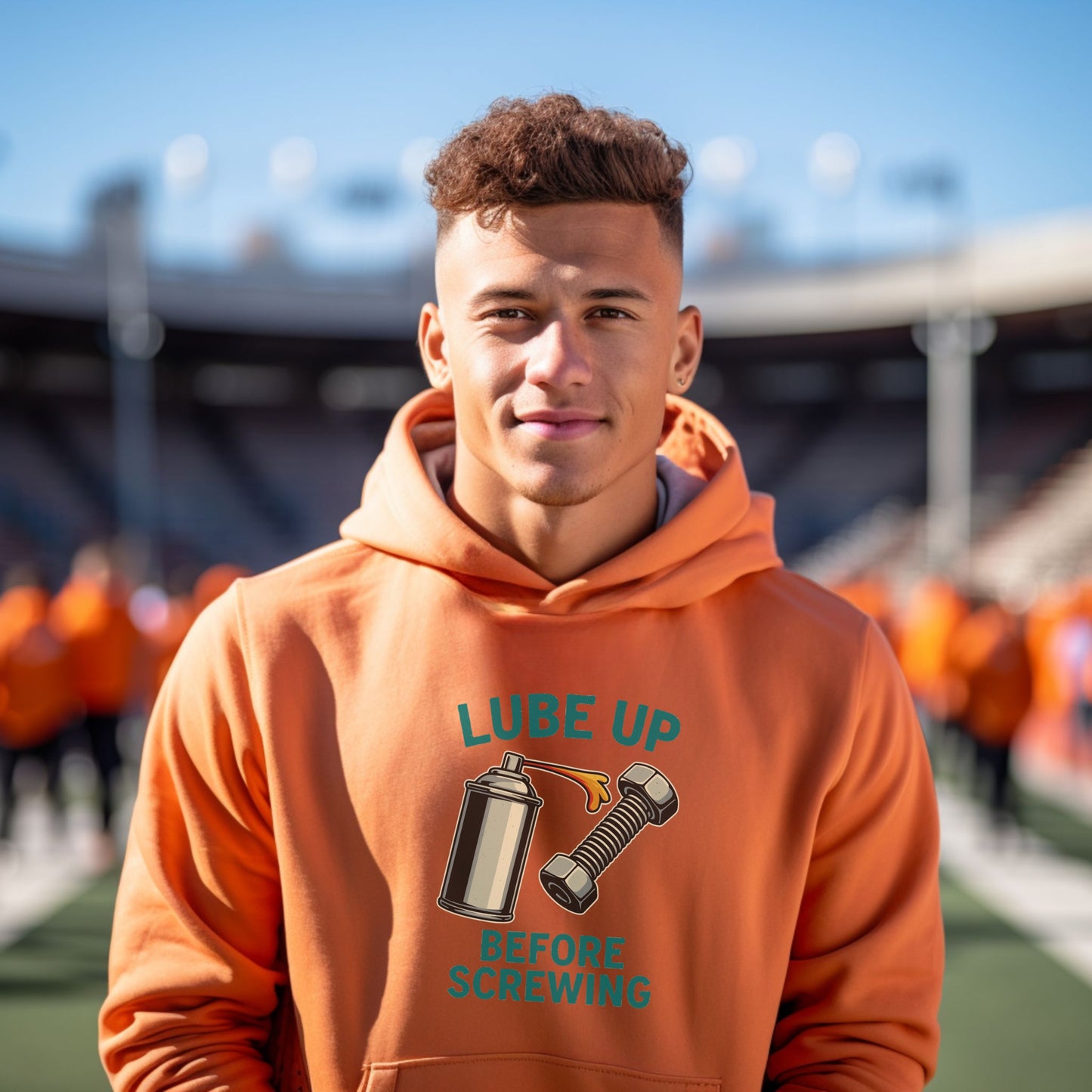 Oil and Wrench Graphic Orange Hoodie product