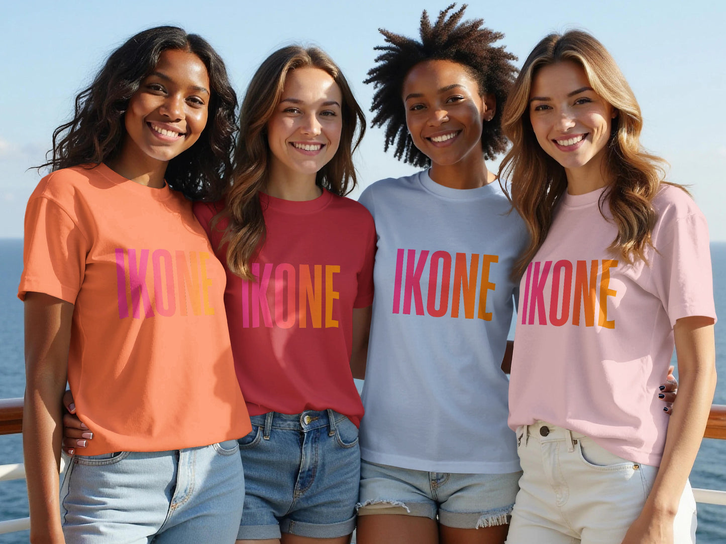 Colorful IKONE Shirts with Bold Text Design