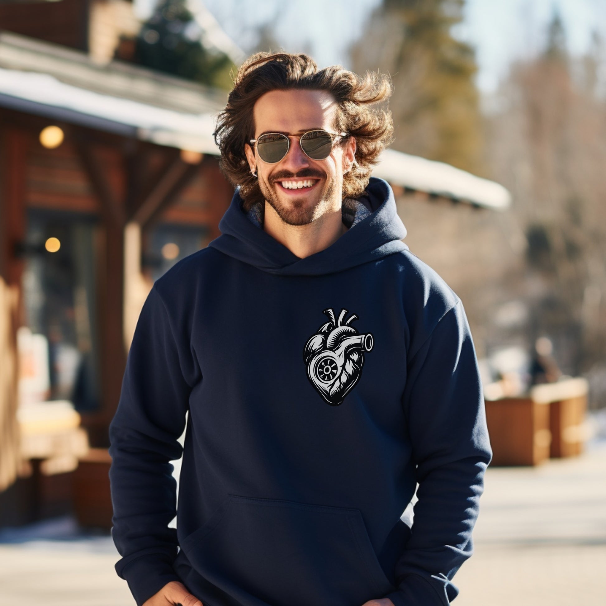 Stylish Hoodie with Intricate Heart Design Graphic