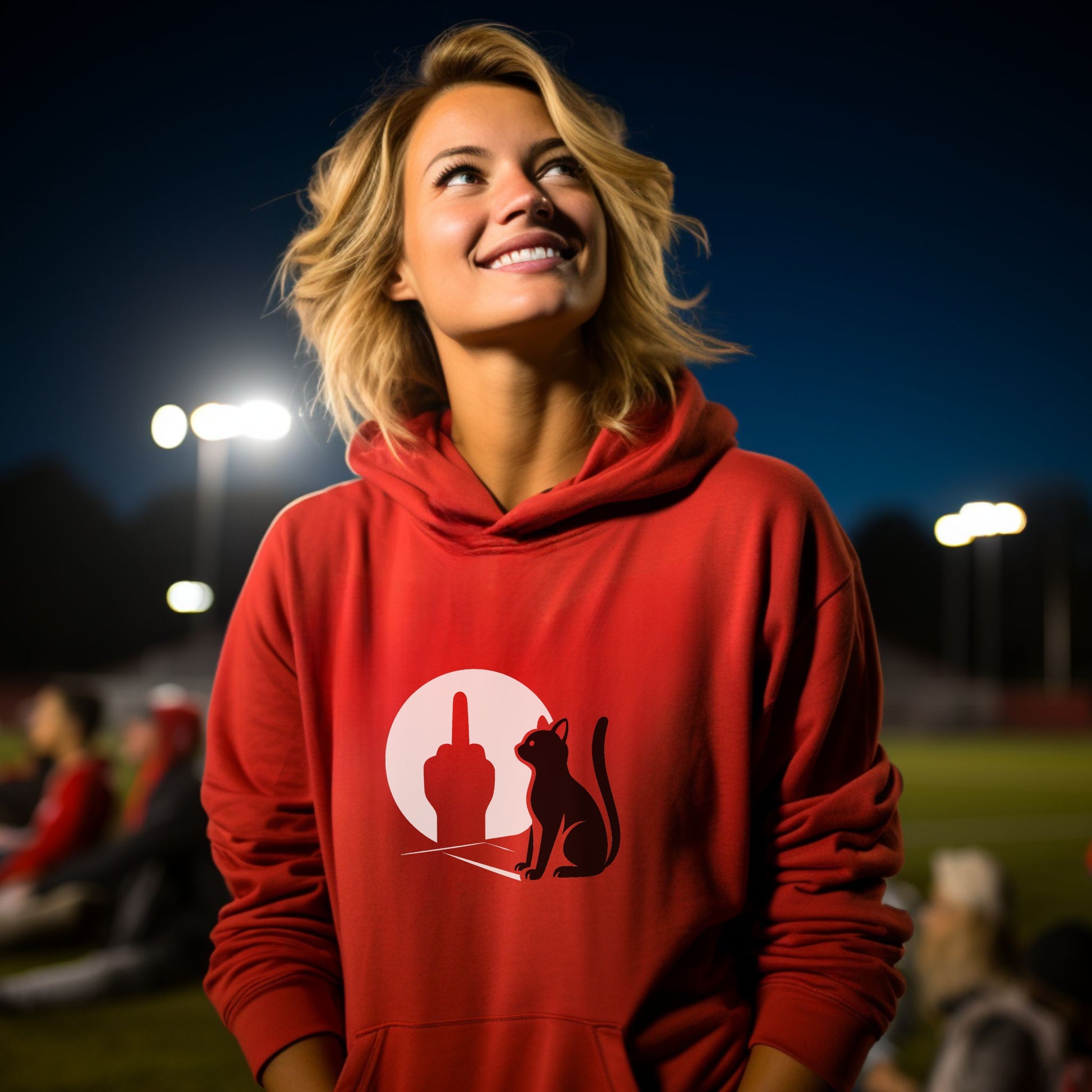 Funny Cat Design Red Hoodie Apparel