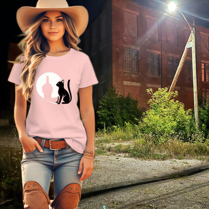 Moonlight Cat and Middle Finger Gesture Shirt