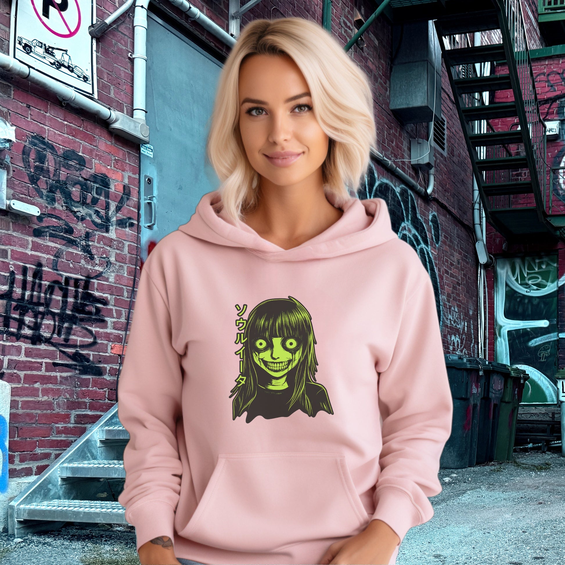 Creepy Anime Style Hoodie with Eerie Artistic Design