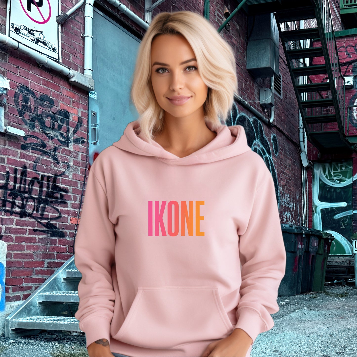 Stylish Pink IKONE Hoodie Streetwear Product