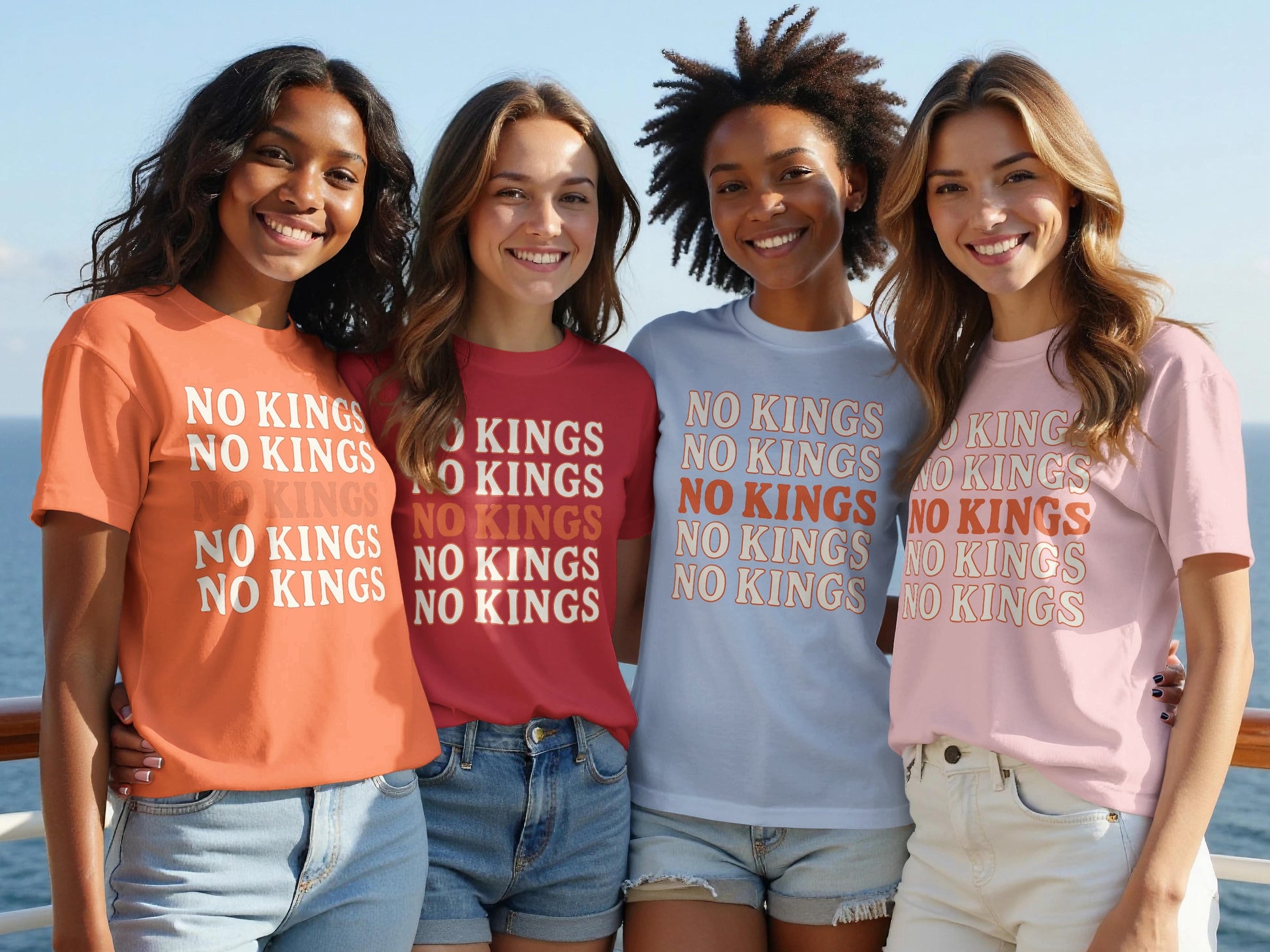 No Kings Graphic Tee with Repeated Bold Print