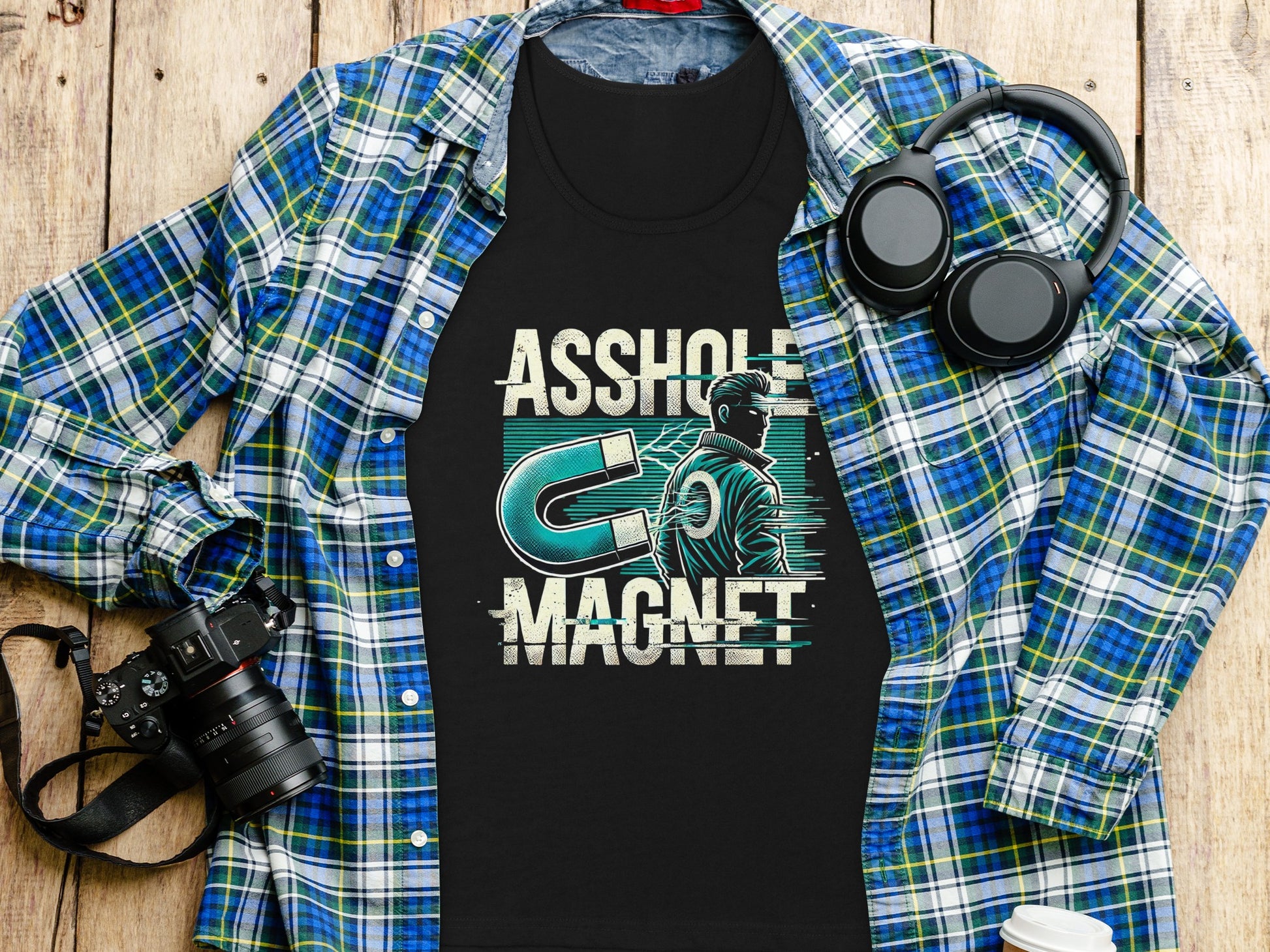 Funny Asshole Magnet Graphic Tee Casual T-shirt product type