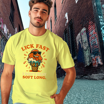 Lick Fast Ice Cream Graphic Printed T-Shirt For Men