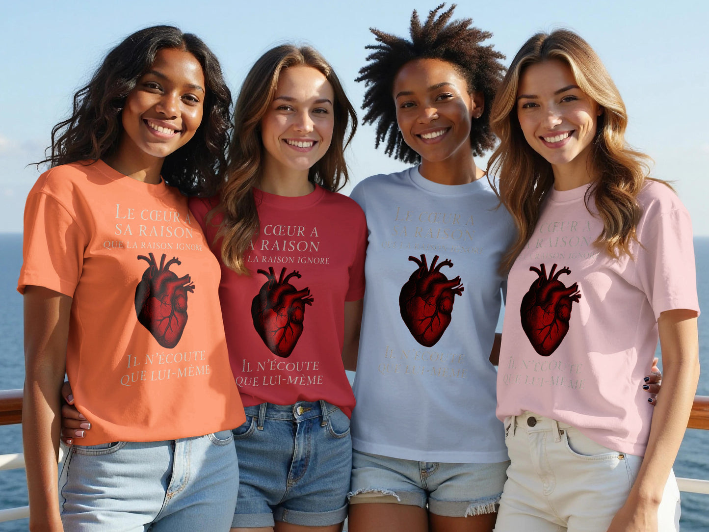 Heart Graphic Tee with French Quote Shirt